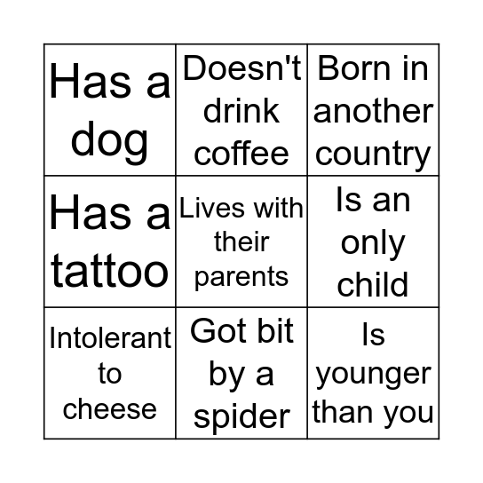 Human bingo Card