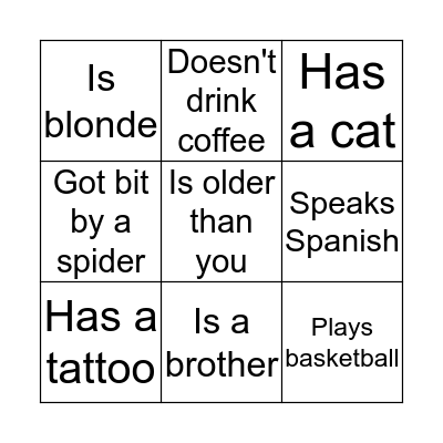 Human bingo Card
