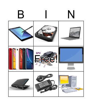 Computer Parts Bingo Card