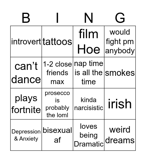 h.l aesthetic™️ Bingo Card