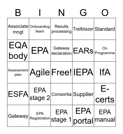 EPA Bingo Card