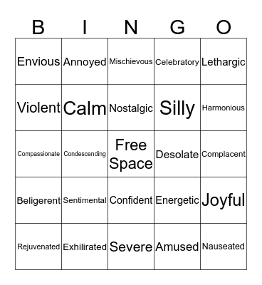 Mood/Tone Bingo Card