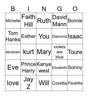 Love is in The Air Bingo Card