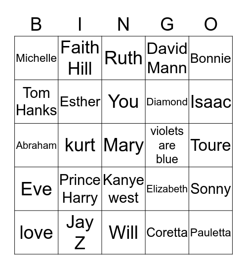 Love is in The Air Bingo Card