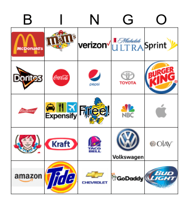 Super Bowl Ad Bingo Card