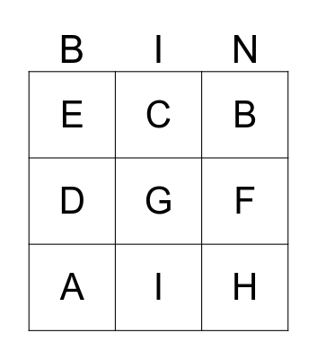 Alphabet  Bingo Card