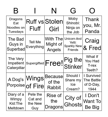 Book Fair Bingo Card