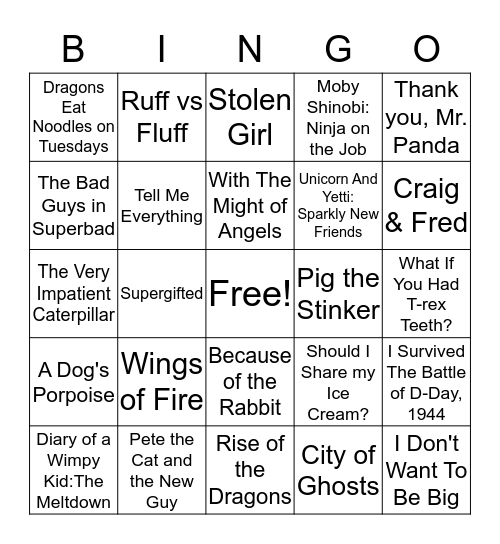 Book Fair Bingo Card