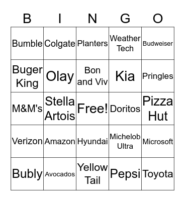 SUPERBOWL BINGO Card