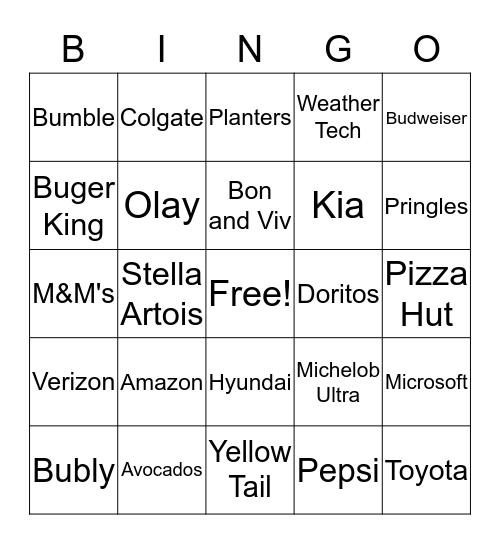 SUPERBOWL BINGO Card