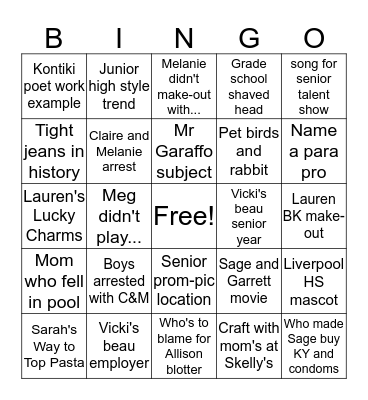 Cooper 40th Birthday Bingo Card