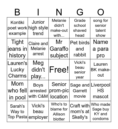 Cooper 40th Birthday Bingo Card