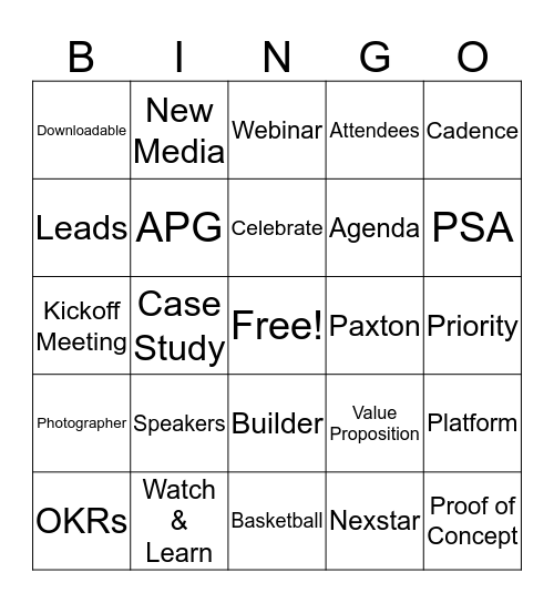 Company Update Meeting #1 Bingo Card