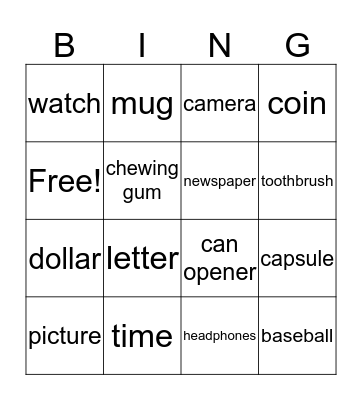 Time capsule Bingo Card