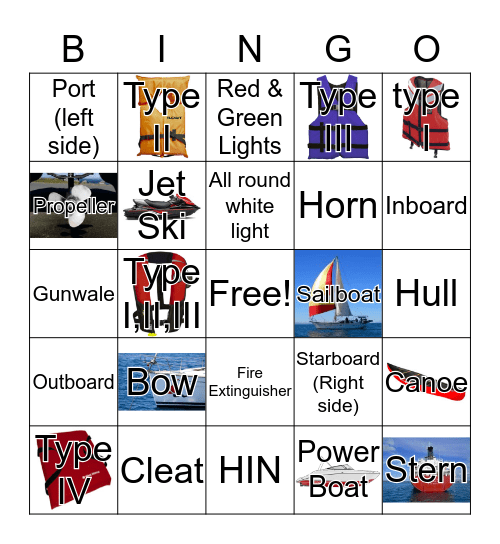 Boat Bingo Card