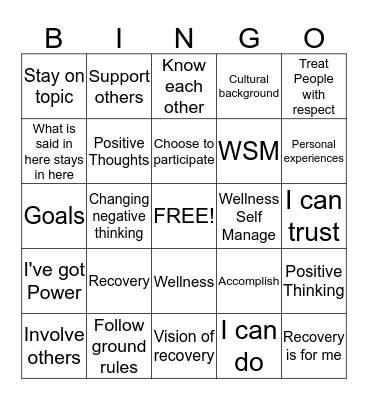 Wellness Bingo Card