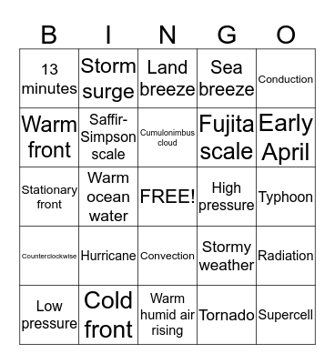 Severe Weather Bingo Card
