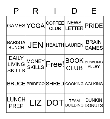 Pride Bingo Card