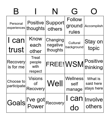 Wellness Bingo Card