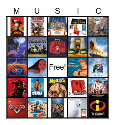 Movie Music Bingo! Bingo Card