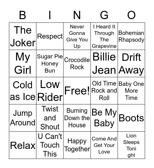 60's 90's Bingo Card
