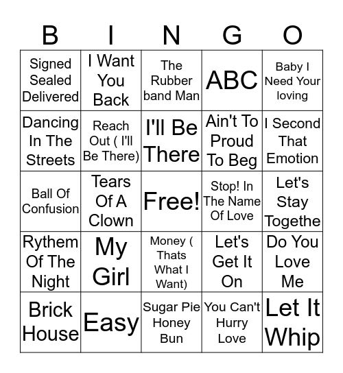 Motown 3 Bingo Card