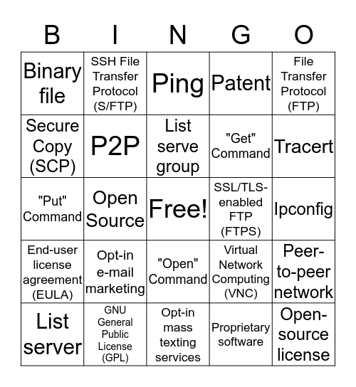 IBA Lesson 9 Bingo Card