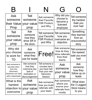 FSR  Bingo Card