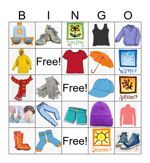 Proper Attire For Different Weather Bingo Card
