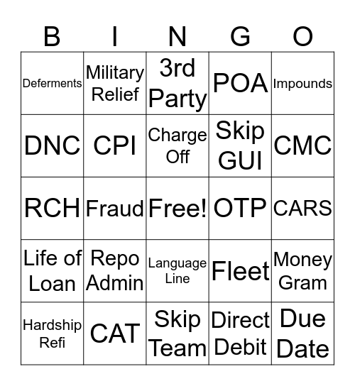 P&P BINGO Card