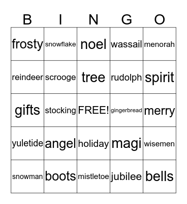 Holiday Bingo Card