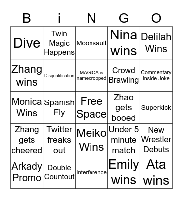 Lioness Cup Night One Bingo Card