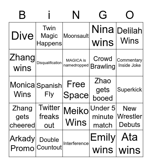 Lioness Cup Night One Bingo Card