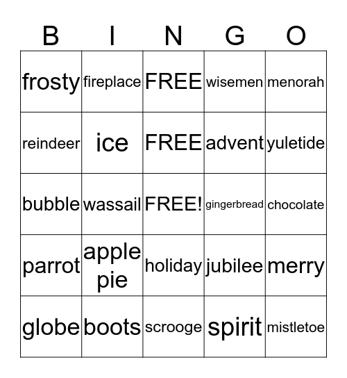 Holiday Bingo Card
