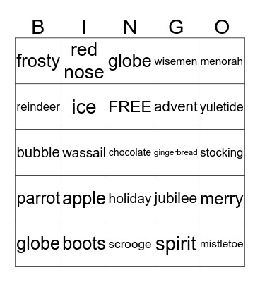 Holiday Bingo Card
