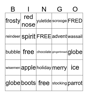 Holiday Bingo Card