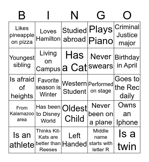Meet-and-Mingle Bingo Card