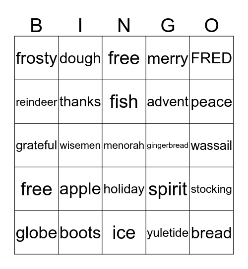 Holiday Bingo Card