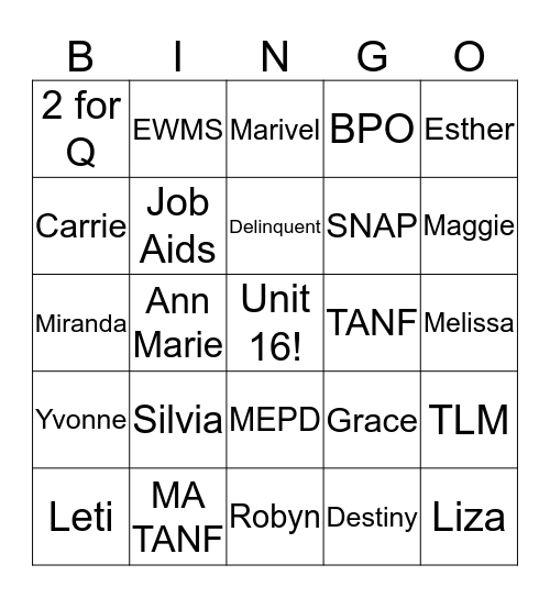 AES Bingo Card