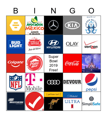 Super Bowl 2019 Bingo Card