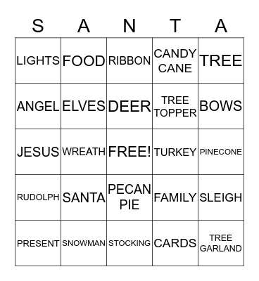 MERRY CHRISTMAS BINGO Card