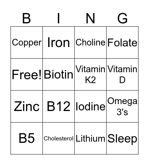 Healthy Neurons ! Bingo Card