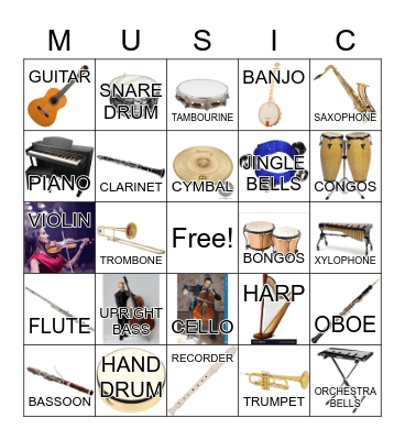 Instrument BINGO Card