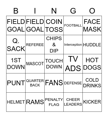 S0UPER BOWL Bingo Card