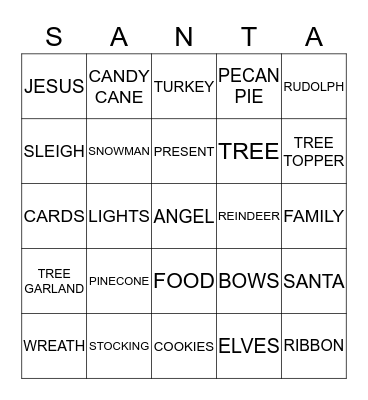 MERRY CHRISTMAS BINGO Card