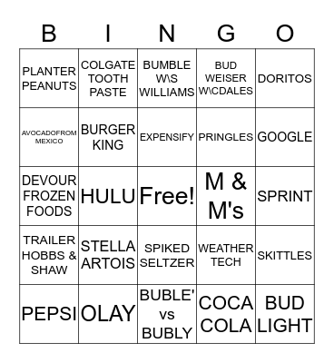 SUPER BOWL LIII Bingo Card