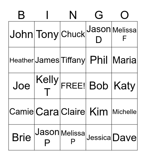 Guess Who? Bingo Card