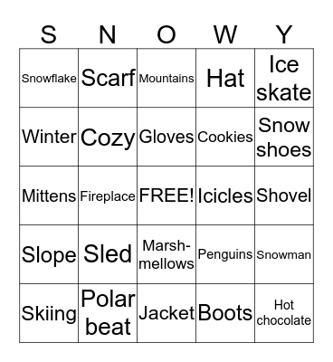 Snowball bingo Card
