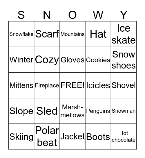 Snowball bingo Card