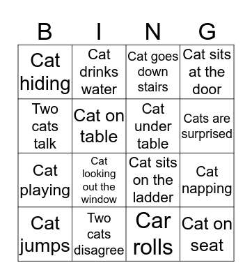 Cat Cafe Bingo Card
